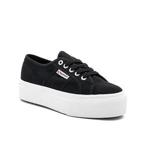 Superga 2790 Platform Sneaker in Black & White Sole
